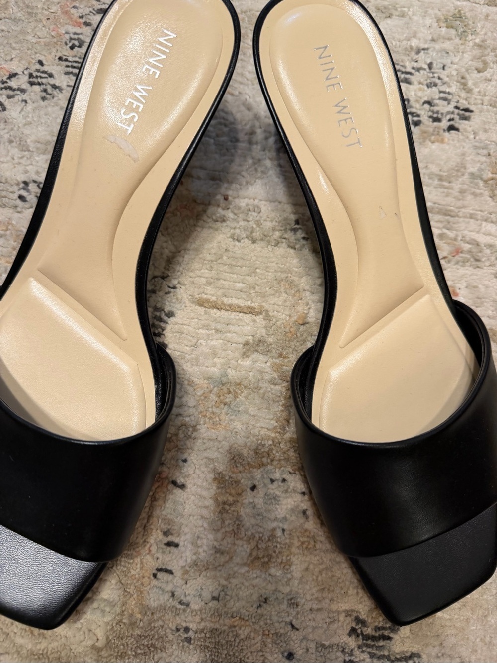 Nine West Black Slide Mules with Low Block Heel - Picture 2 of 5